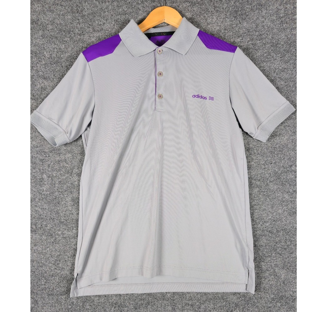 Adidas Golf‎ Polo Shirt Mens Size S Grey Purple Short Sleeve Performance Top